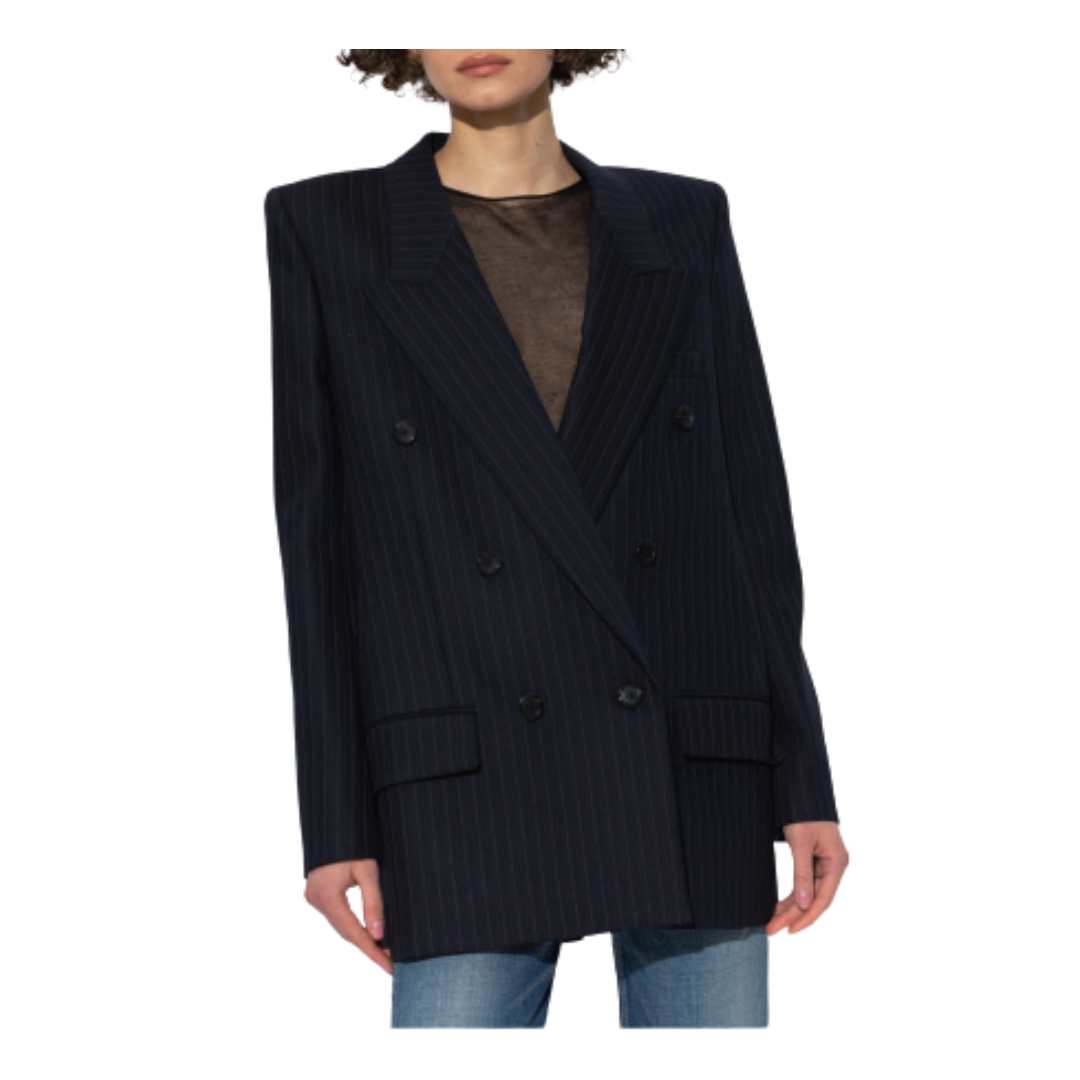  SAINT LAURENT BLACK PINSTRIPE BLAZER