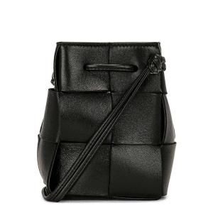 Bottega Veneta Mini Leather Cassette Bucket Bag Black