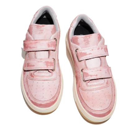 Hand-painted leather Velcro sneakers