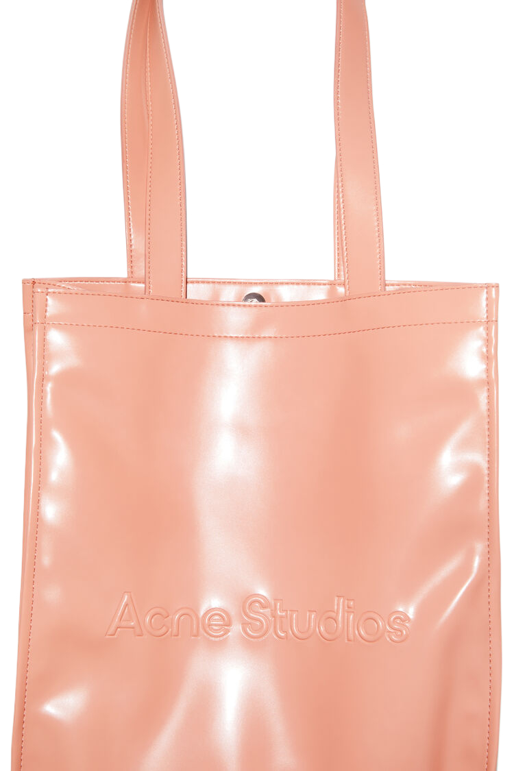 Emboss logo faux leather tote bag