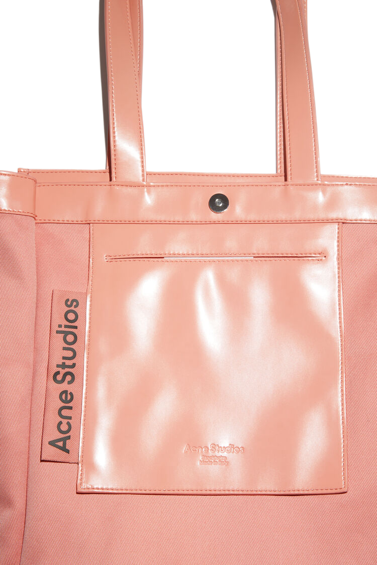Emboss logo faux leather tote bag
