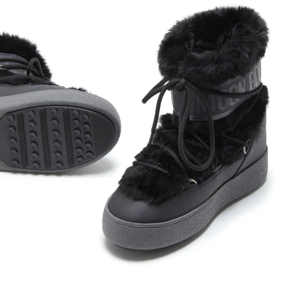 LTRACK Fake Fur Lace-Up Boots