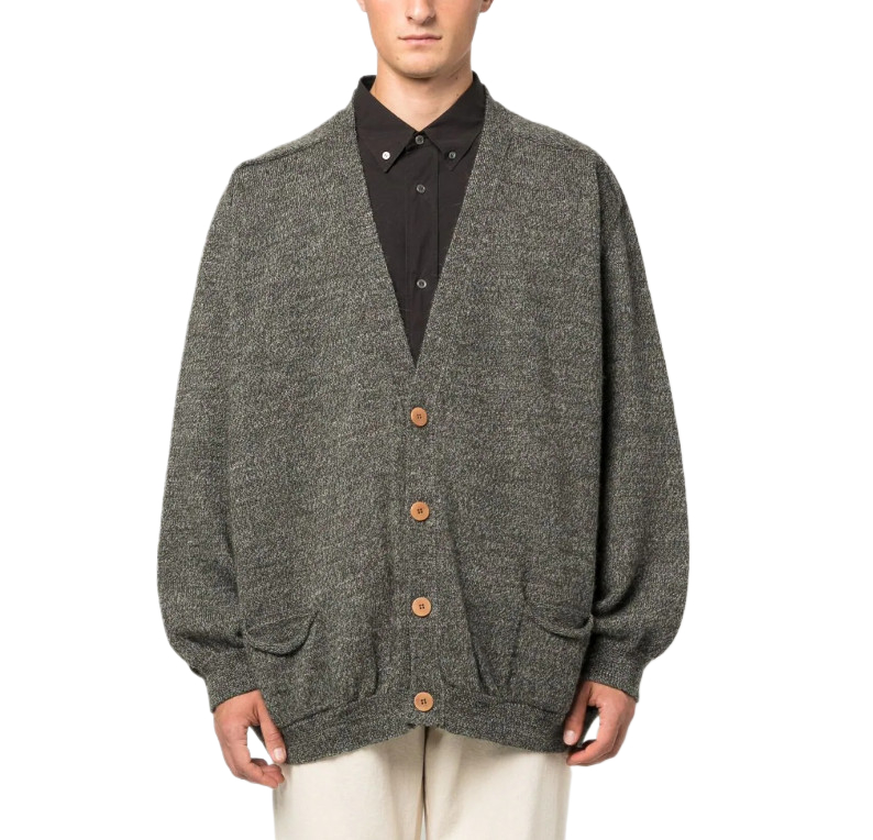 Back logo jacquard wool cardigan