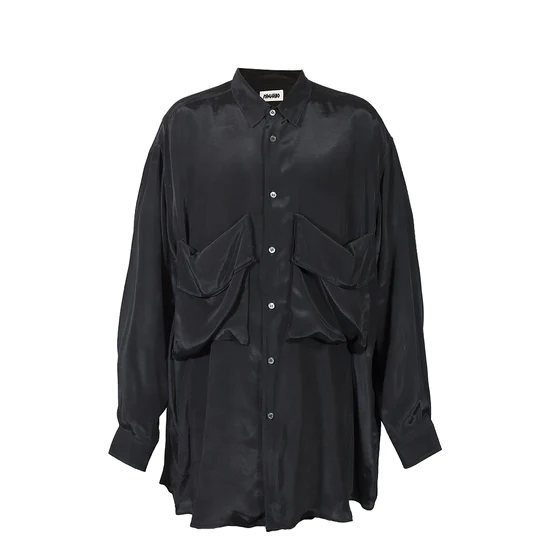 Pocket oversized silk shirt