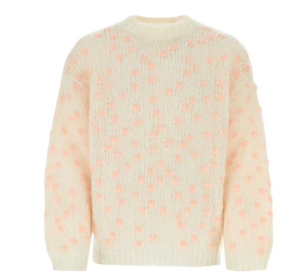 Dot-embellished mohair knit top