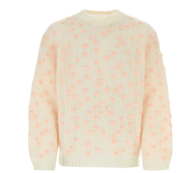 Dot-embellished mohair knit top