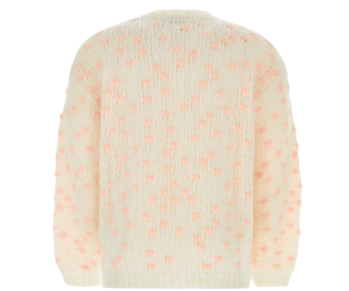 Dot-embellished mohair knit top