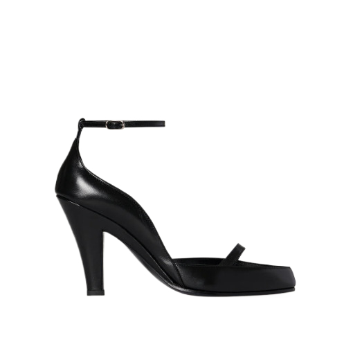 Ankle strap calfskin sandal heels