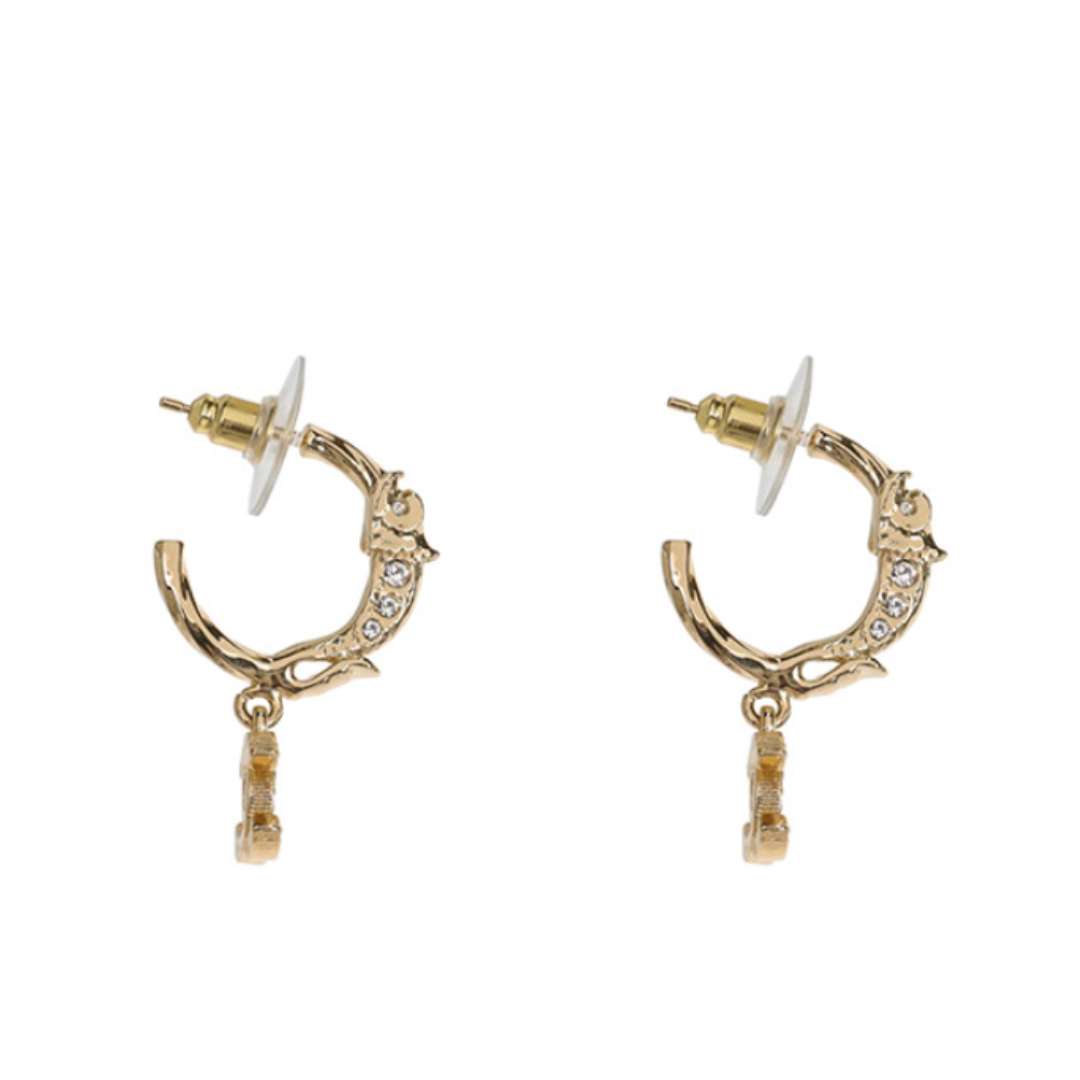 Gold CC crystal earrings