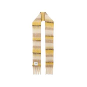 COS Oversized Mohair Blend Scarf Brown Yellow Striped