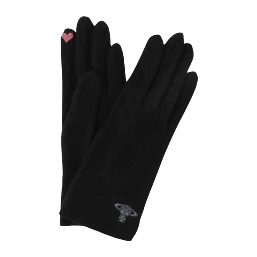 Vivienne Westwood gloves finger heart knit gloves black 