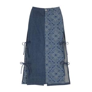 Yin Yang Denim Maxi Tie Skirt