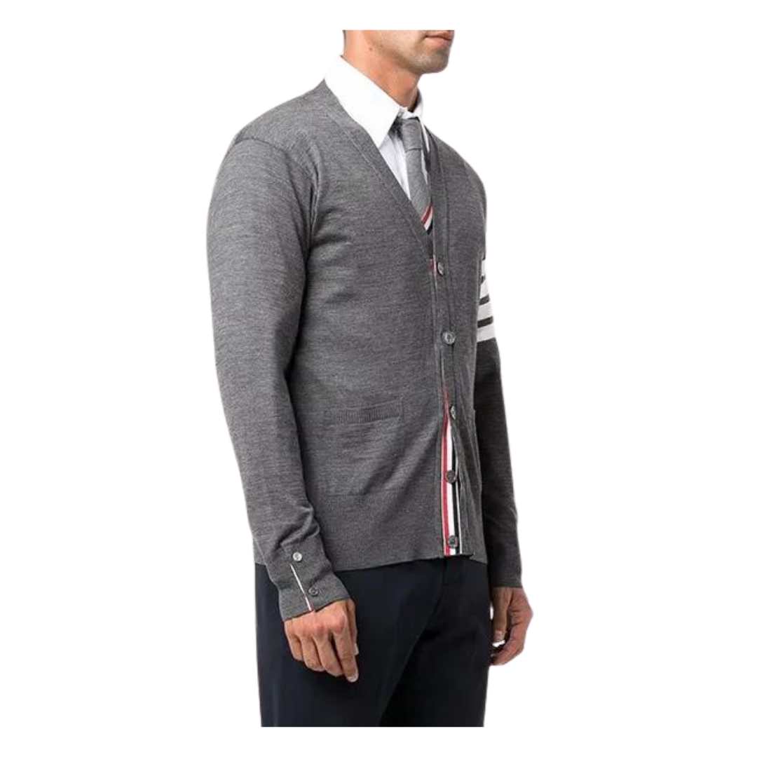 4-bar stripe sustainable merino wool cardigan