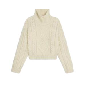 High neck Aran alpaca sweater