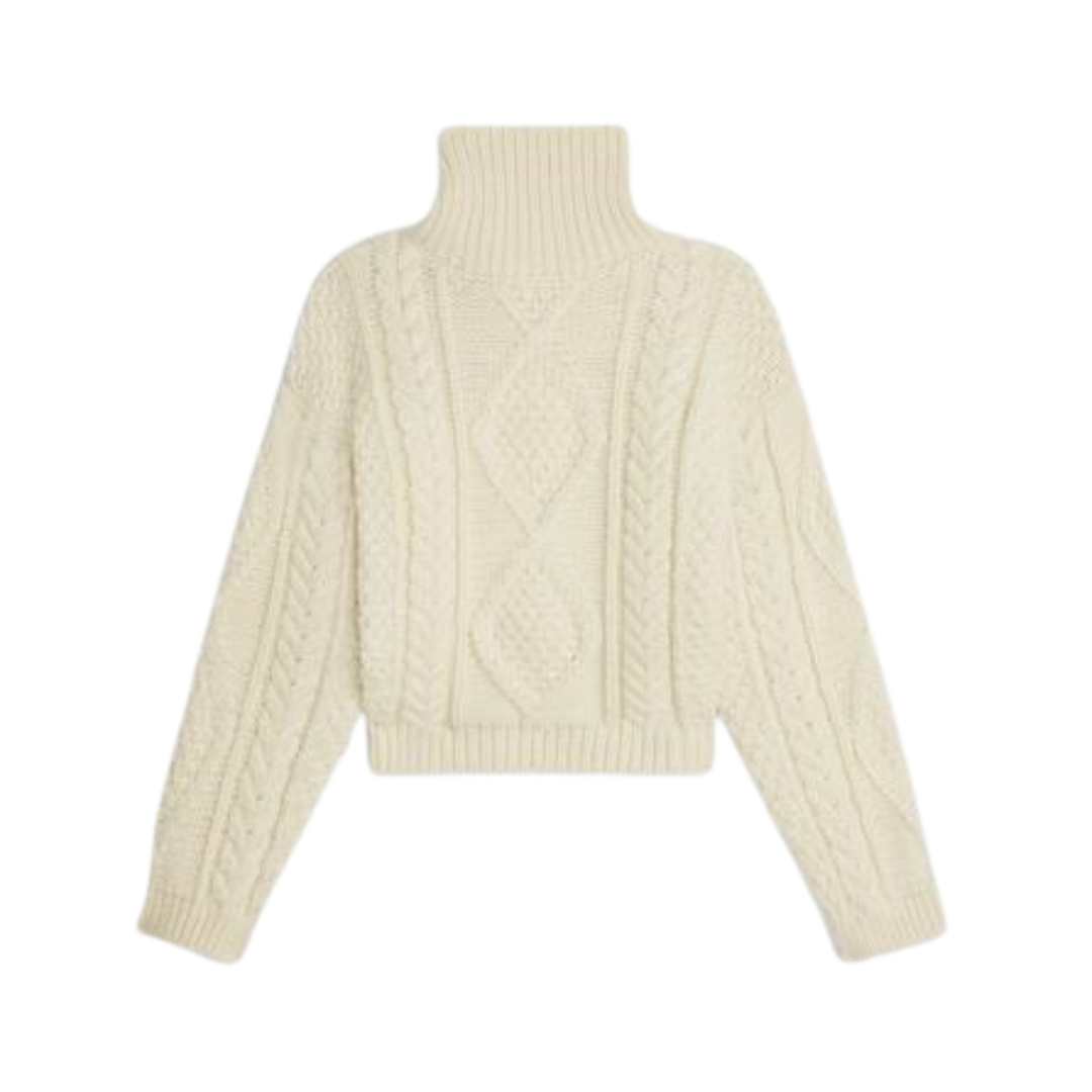 High neck Aran alpaca sweater