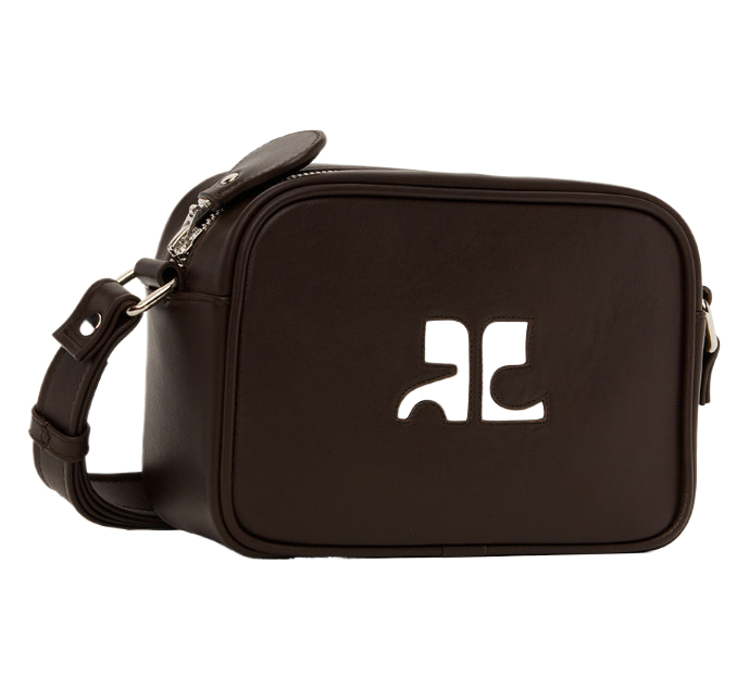 Logo leather camera shoulder bag