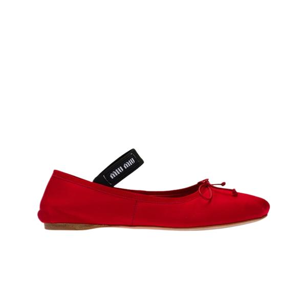 Satin Ballerinas Red