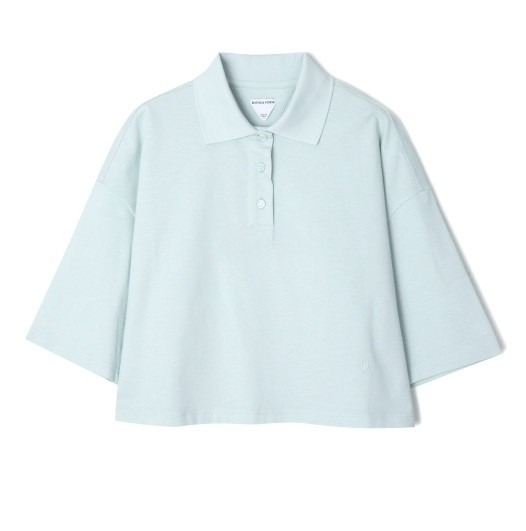 Cropped cotton pique polo shirt