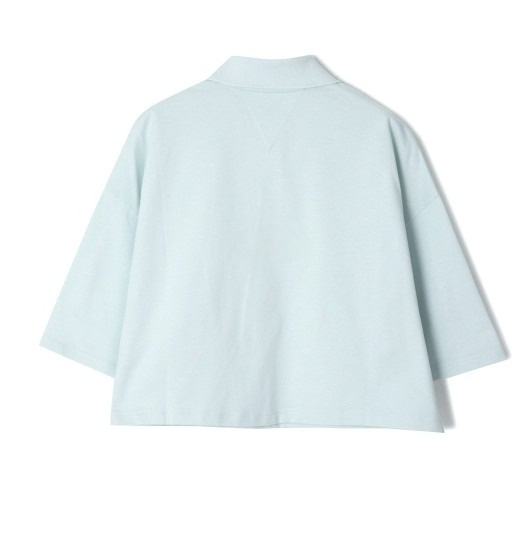 Cropped cotton pique polo shirt