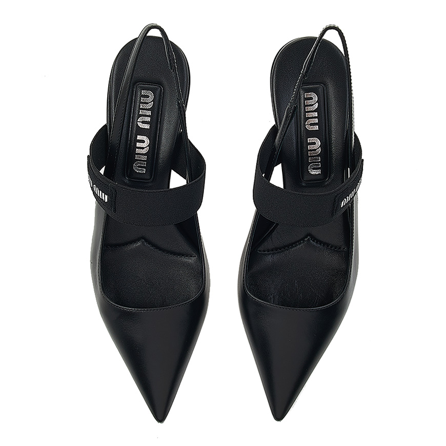 Miu Miu Logo Label Slingback Pumps