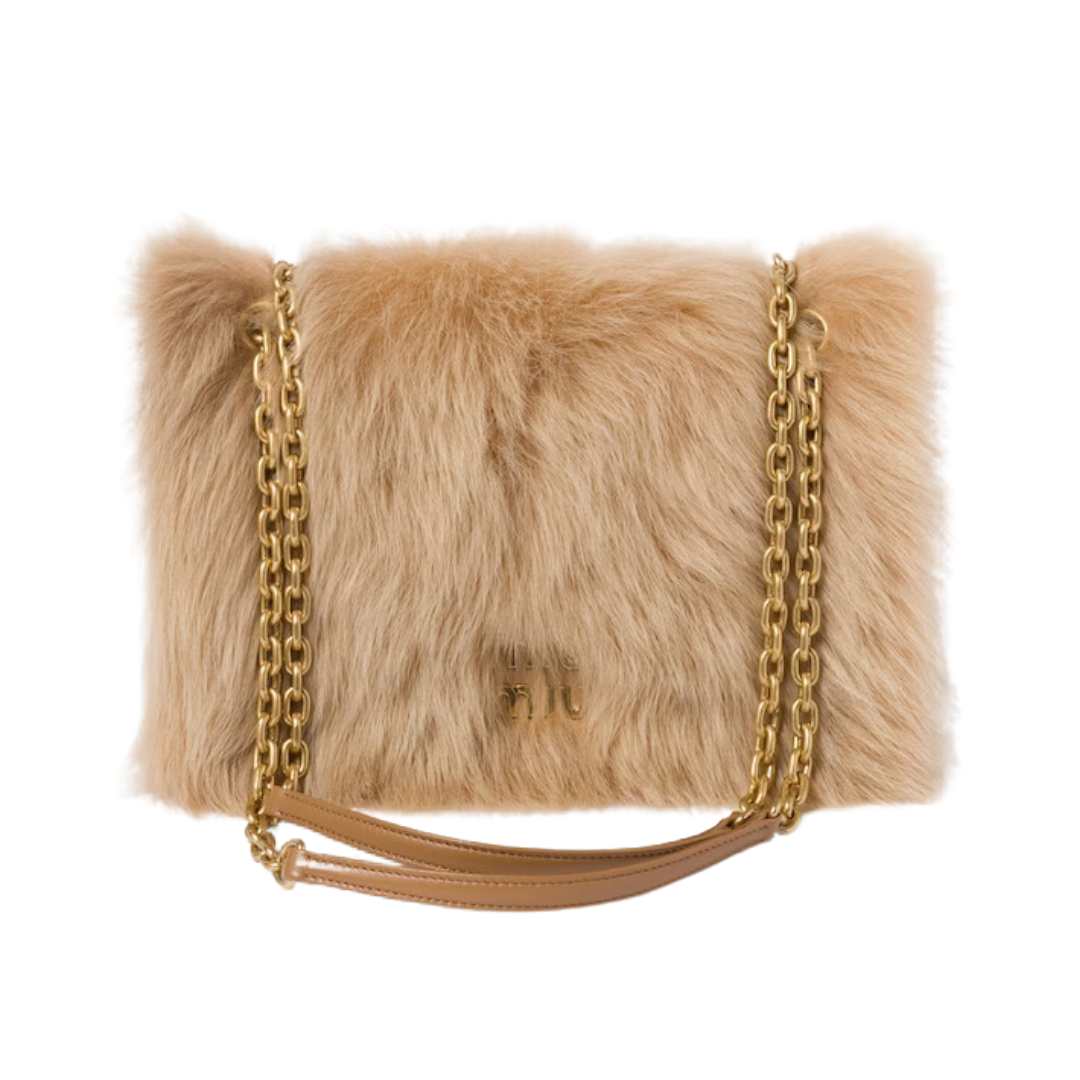 leather detail shearling bag
