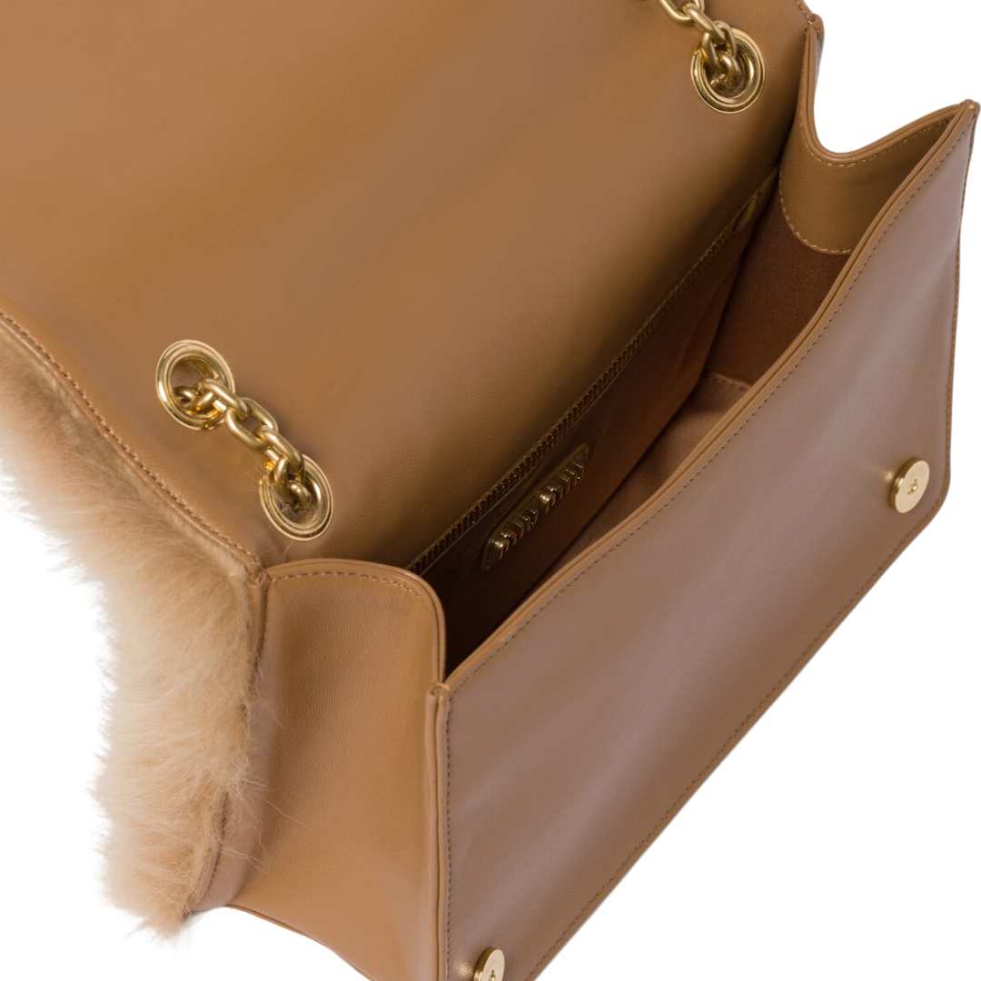 leather detail shearling bag