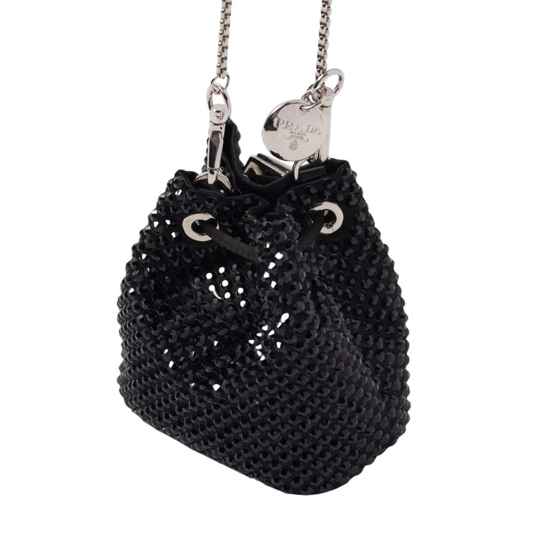Faux crystal-embellished satin mini pouch