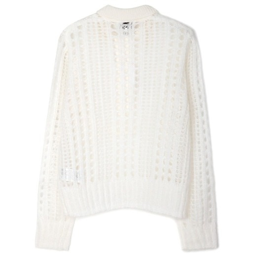 White mohair lace polo sweater