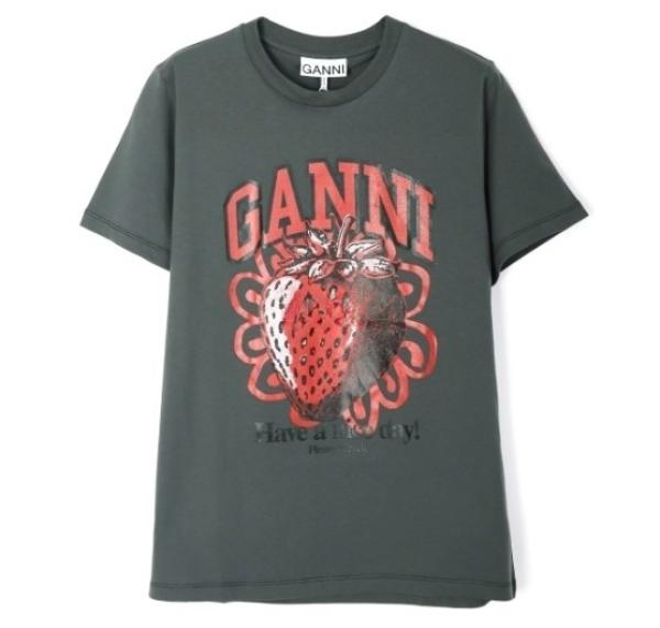 Gray relaxed strawberry short sleeve t-shirt