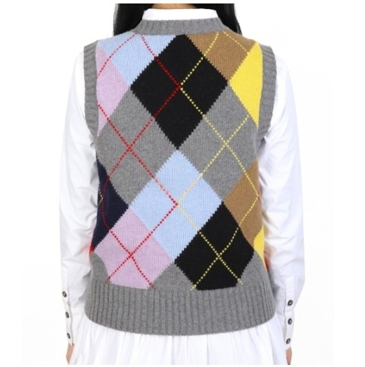 Harlequin wool mix knit vest