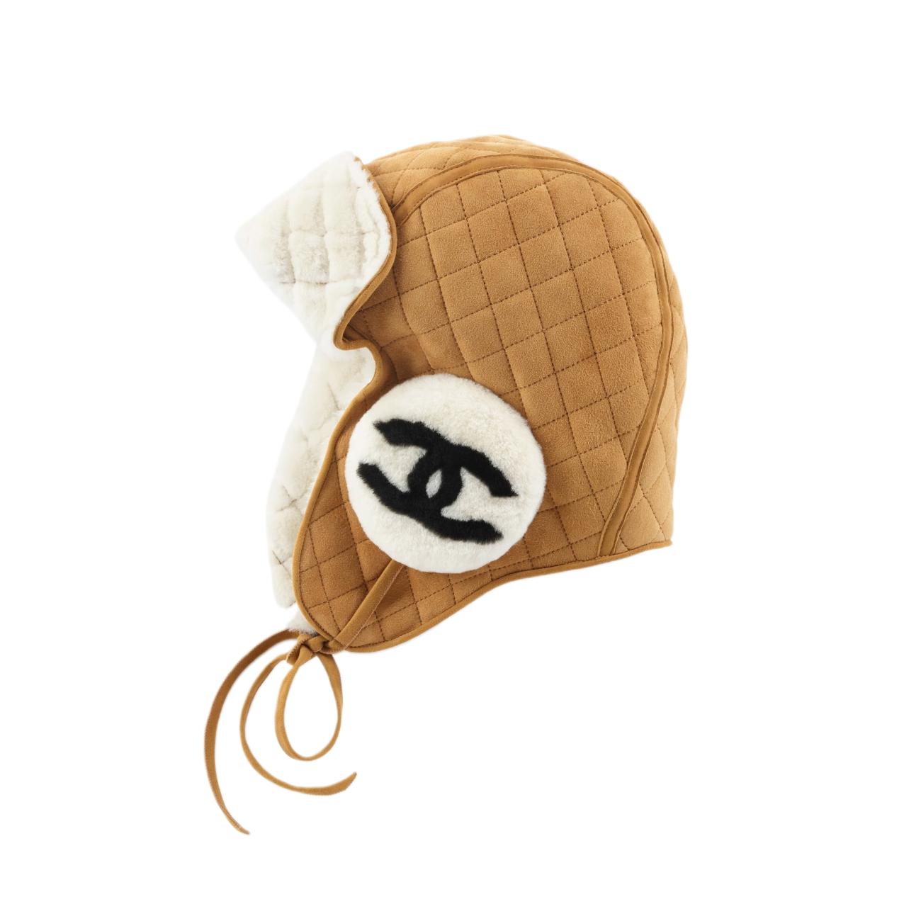 Chanel Hat Shearling Lambskin Beige