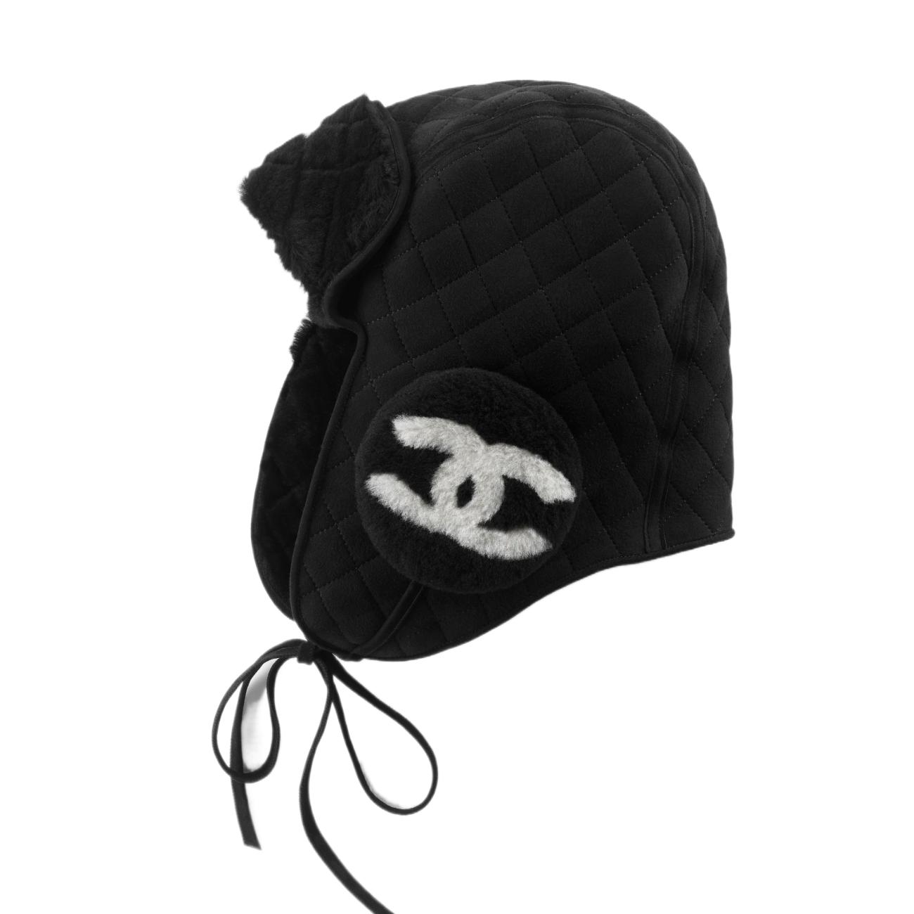 Chanel Hat Shearling Lambskin Black