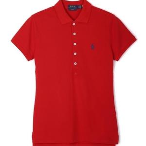 Pony logo embroidered stretch cotton short sleeve collar