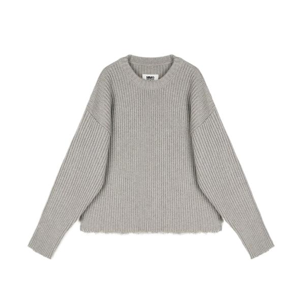 MM6 Distressed Knit Top Gray