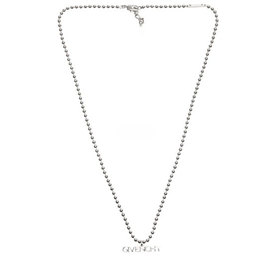 Silver tone logo necklace