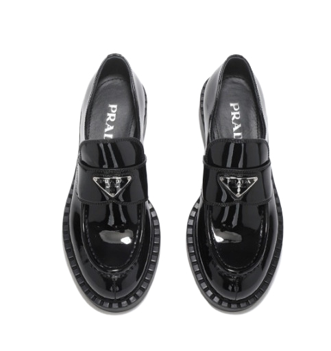 Glossy brushed leather loafers