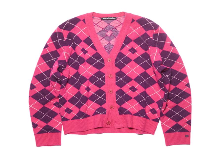 ARGYLE JACQUARD WOOL CARDIGAN