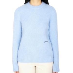 Blue Brushed Alpaca O-Neck Sweater