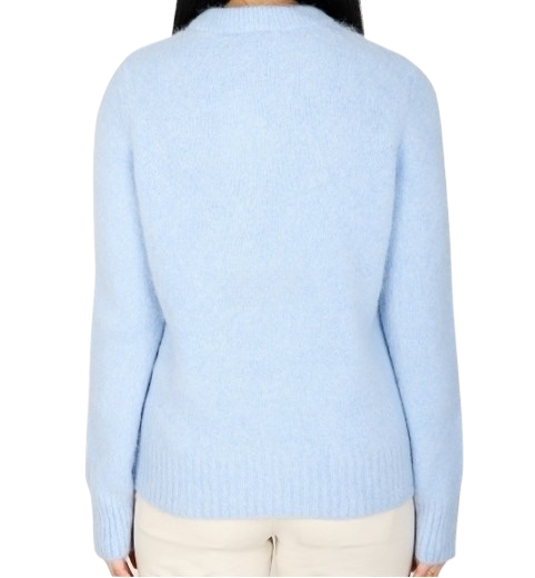 Blue Brushed Alpaca O-Neck Sweater