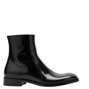 Black smooth leather ankle boot