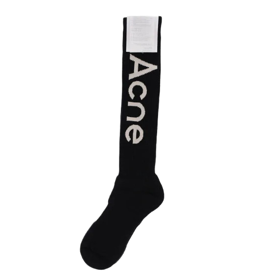 Ribbed Long Socks with Contrasting Logo