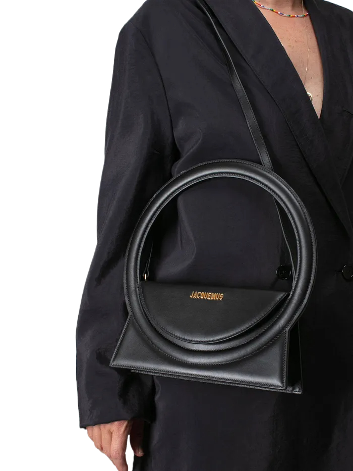 CIRCLE HANDLE PURSE BAG BLACK