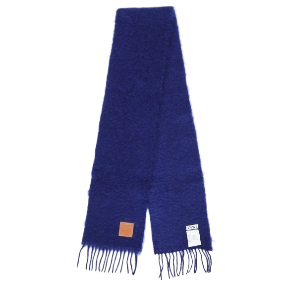 Wool mohair logo patch scarf