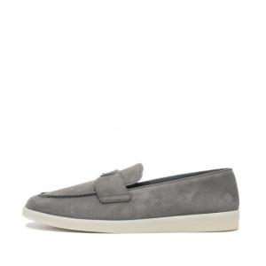Triangle logo suede loafers