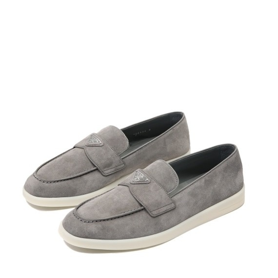 Triangle logo suede loafers