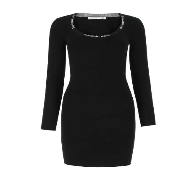 Black viscose blend mini dress